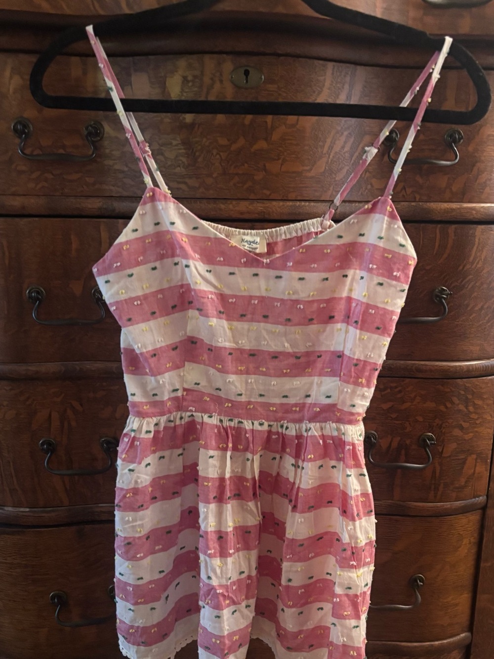 Striped Pink and White Spaghetti Strap Dress